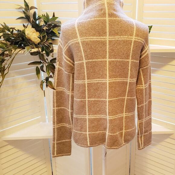 CHRISTIAN SIRIANO BROWN/WHITE PLAID SWEATER SIZE XS - Picture 5 of 7